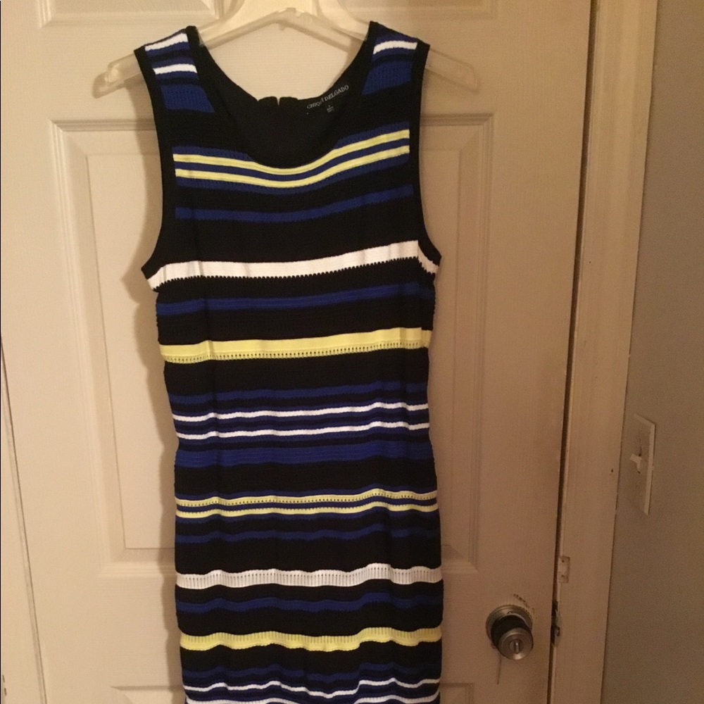 Multi-striped fitted sweater dress